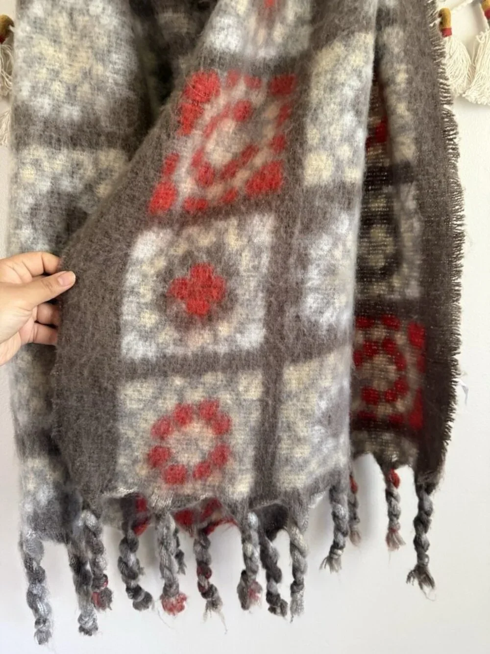 Free People Kaleidoscope Fringe Knit Blanket Scarf Winter Cottage Outdoor Cozy